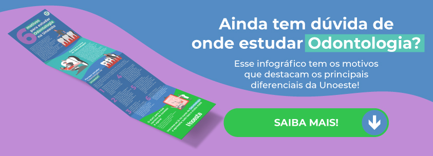 Banner com chamada para estudar Odontologia na Unoeste e botão "Saiba mais!".