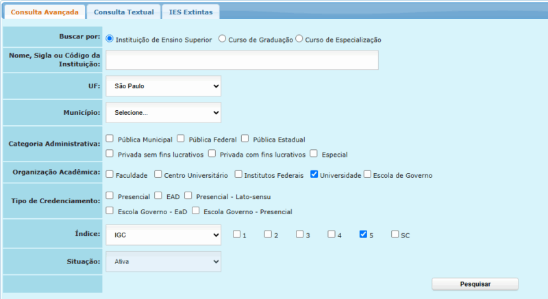 Nota da faculdade no MEC: conceitos e como consultar